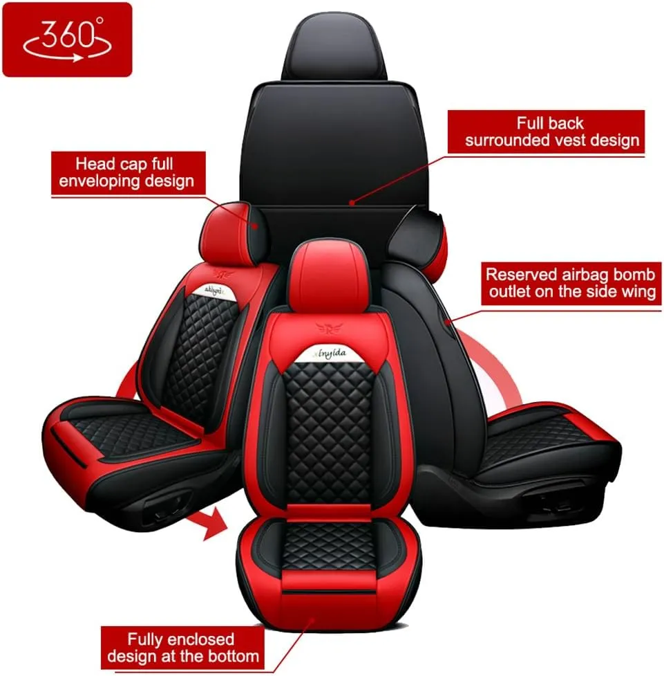 Car Seat Covers Full Set for Toyota for Tundra 2004-2025 Car Seat Protector Waterproof Leather Seat Cushion Interior Accessories MK88 Black Blue Front Pair and Rear