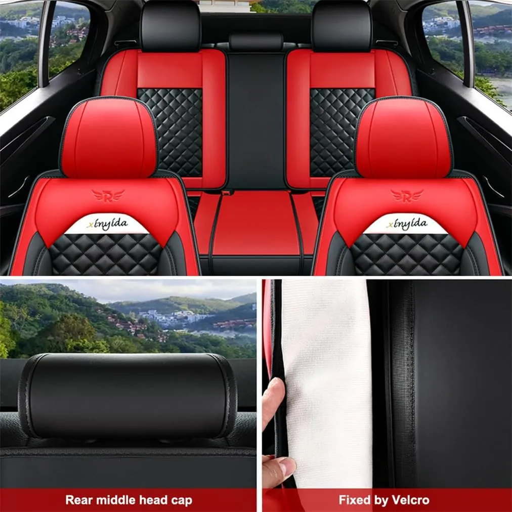 Car Seat Covers Full Set for Toyota for Tundra 2004-2025 Car Seat Protector Waterproof Leather Seat Cushion Interior Accessories MK88 Black Blue Front Pair and Rear
