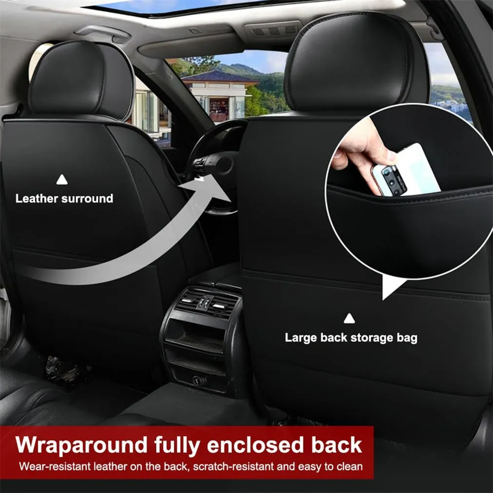 Car Seat Covers Full Set for Toyota for Tundra 2004-2025 Car Seat Protector Waterproof Leather Seat Cushion Interior Accessories MK88 Black Blue Front Pair and Rear