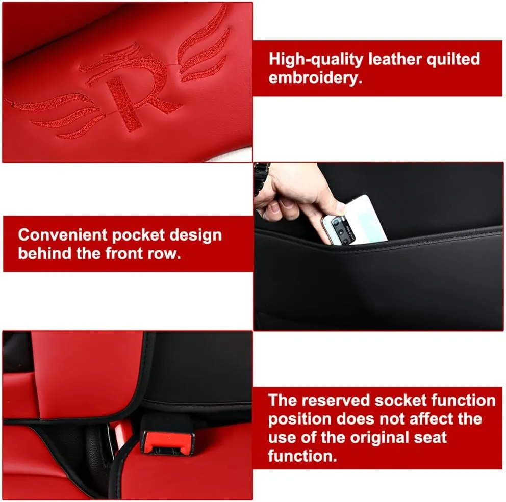 Car Seat Covers Full Set for Toyota for Tundra 2004-2025 Car Seat Protector Waterproof Leather Seat Cushion Interior Accessories MK88 Black Blue Front Pair and Rear