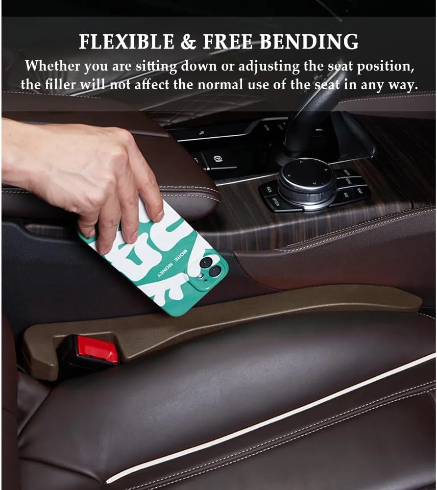 Car Seat Gap Filler,Super Flexible Car Side Seat Gap Filler Car Accessories for Women & Men,Universal CCar Organizer Between Seats for Tightly Filling Seat Gaps(Brown/2PCS)