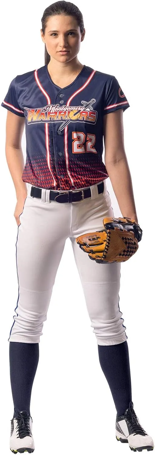 CHAMPRO Girls' Tournament Low-Rise Youth Softball Pants with Braid