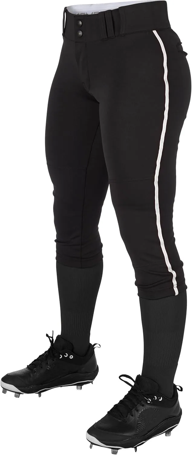 CHAMPRO Girls' Tournament Low-Rise Youth Softball Pants with Braid