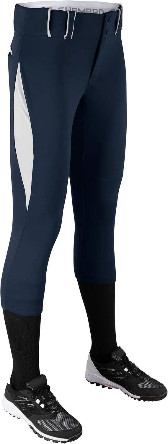 Champro Surge Traditional Low-Rise Fastpitch Softball Pant with Contrast-Color Braid Piping