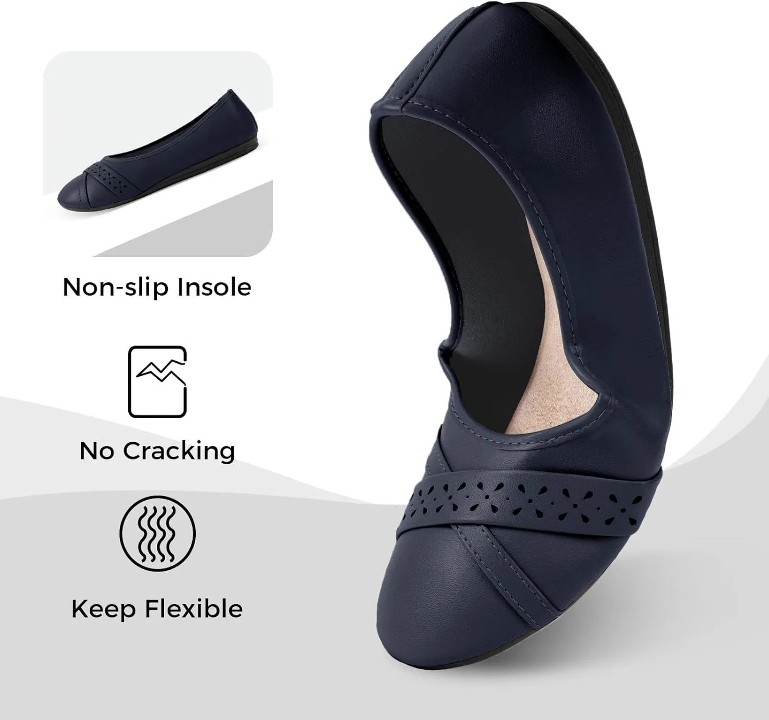 CHIN·MOON Women's Ballet Flats Comfortable Dressy Walking Dress Casual Shoes