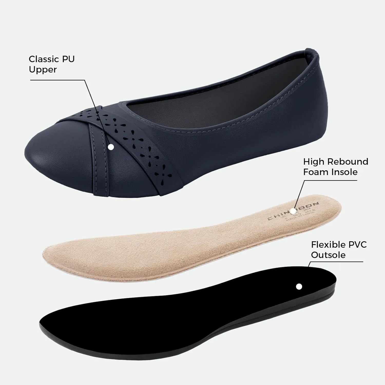 CHIN·MOON Women's Ballet Flats Comfortable Dressy Walking Dress Casual Shoes
