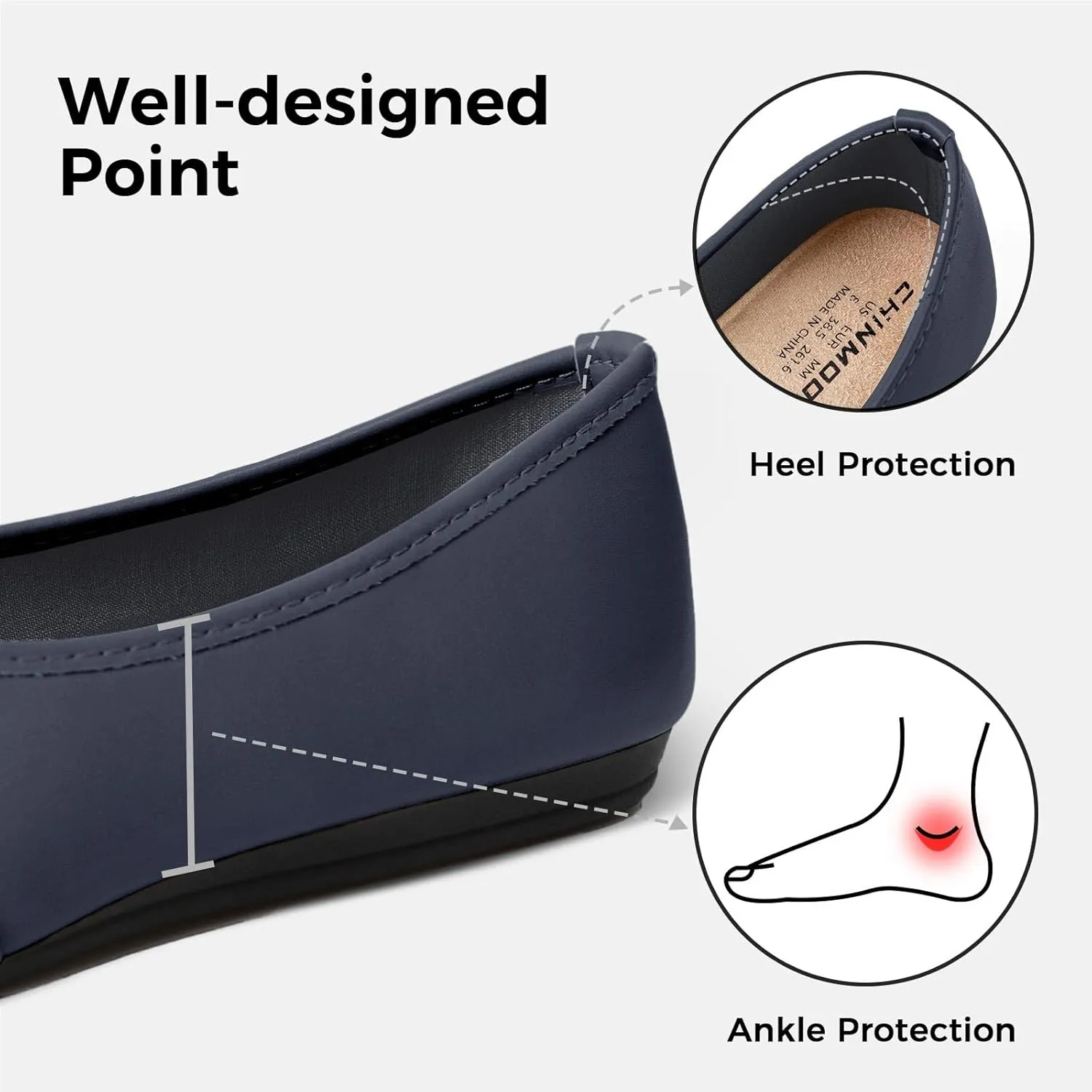 CHIN·MOON Women's Ballet Flats Comfortable Dressy Walking Dress Casual Shoes