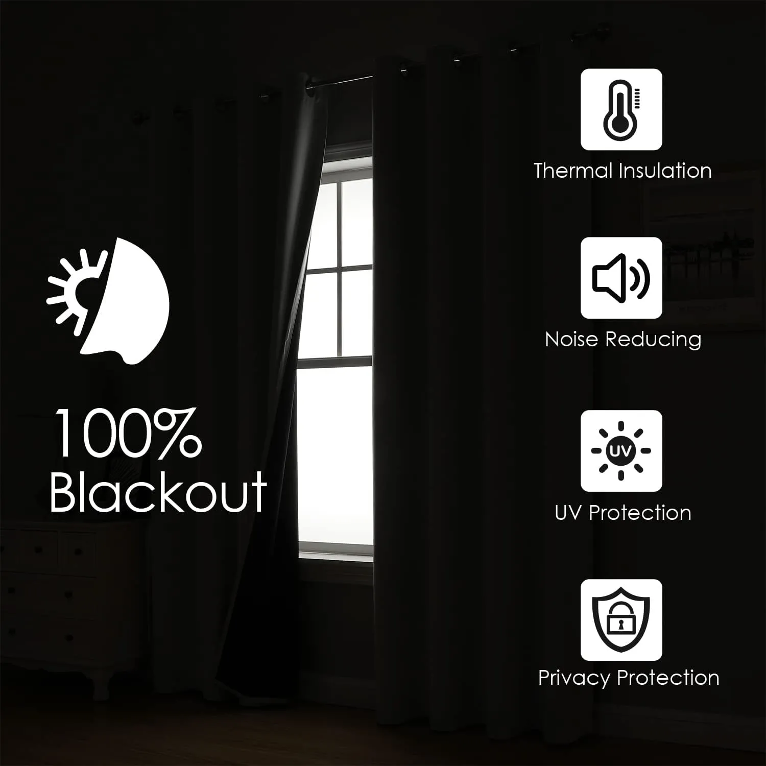 ChrisDowa 100% Blackout Curtains for Bedroom with Black Liner, 2 Thick Layers Total Blackout Thermal Insulated Grommet Long Window Curtains 2 Panels Set (Royal Purple, 52 x 95 Inch)