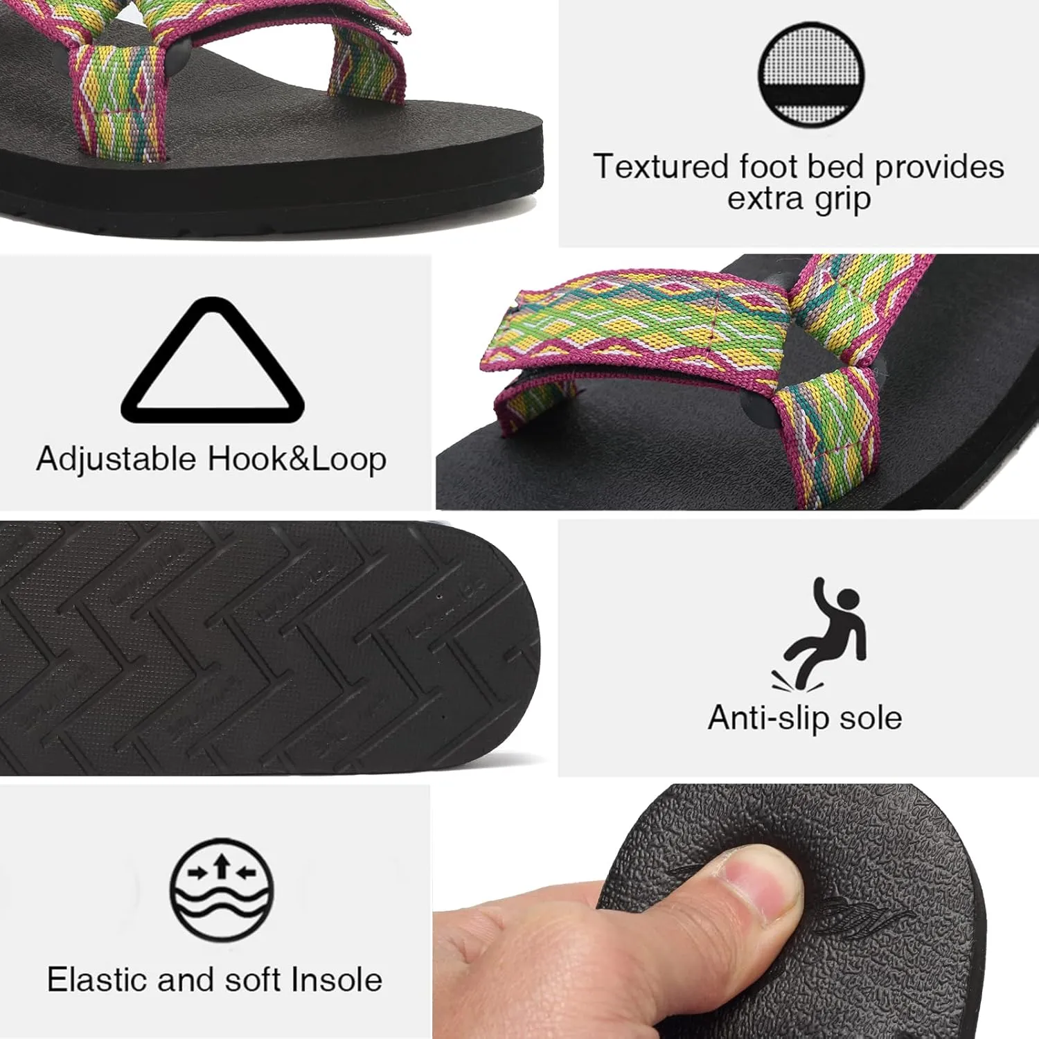 CIOR Women's Sport Sandals Hiking Sandals with Arch Support Yoga Mat Insole Outdoor Light Weight Water Shoes