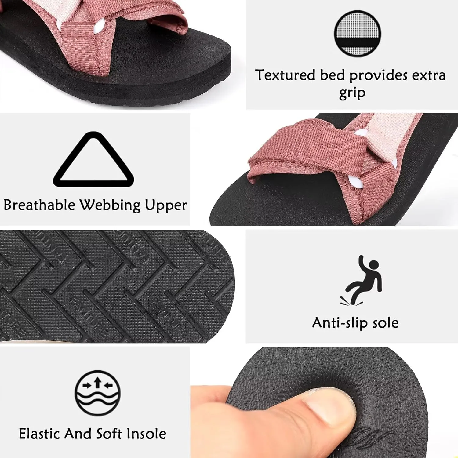 CIOR Women's Sport Sandals Hiking Sandals with Arch Support Yoga Mat Insole Outdoor Light Weight Water Shoes