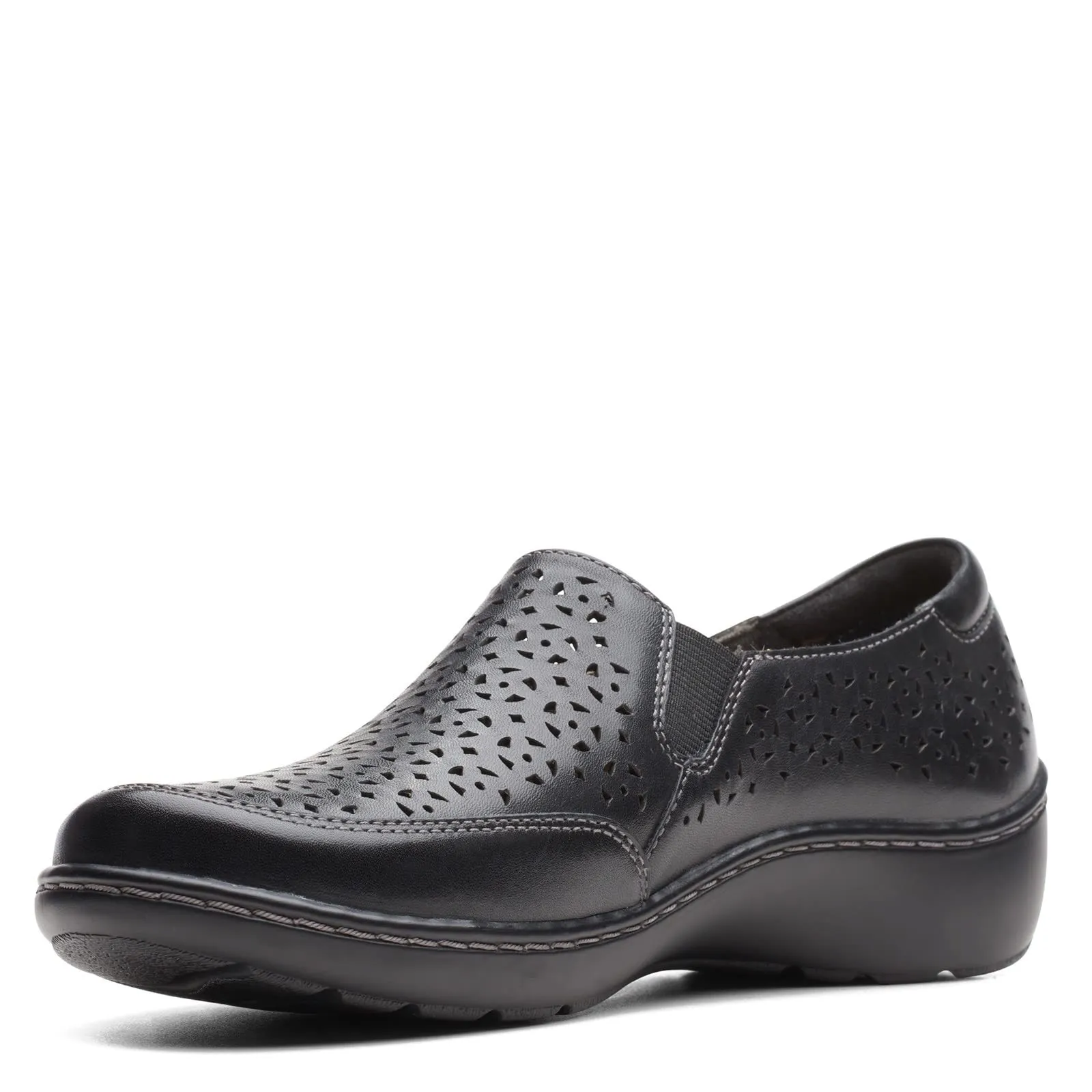 Clarks Cora Sky Loafer, Black Leather, 7 Wide