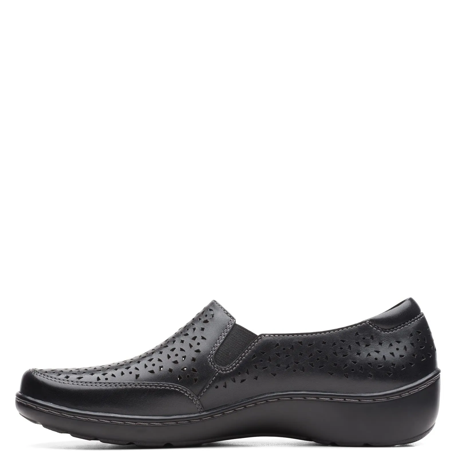 Clarks Cora Sky Loafer, Black Leather, 7 Wide