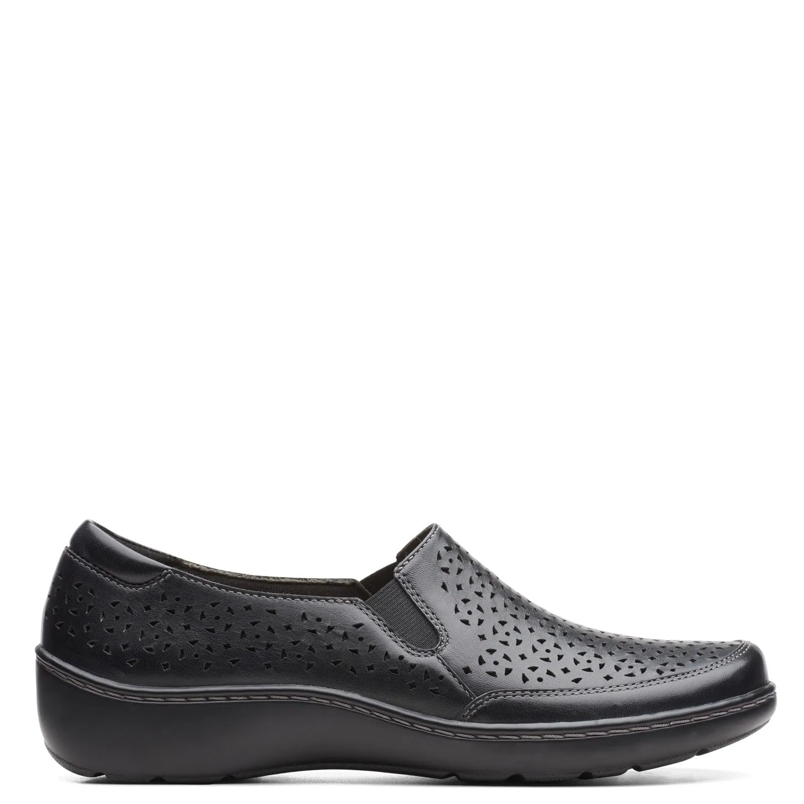 Clarks Cora Sky Loafer, Black Leather, 7 Wide
