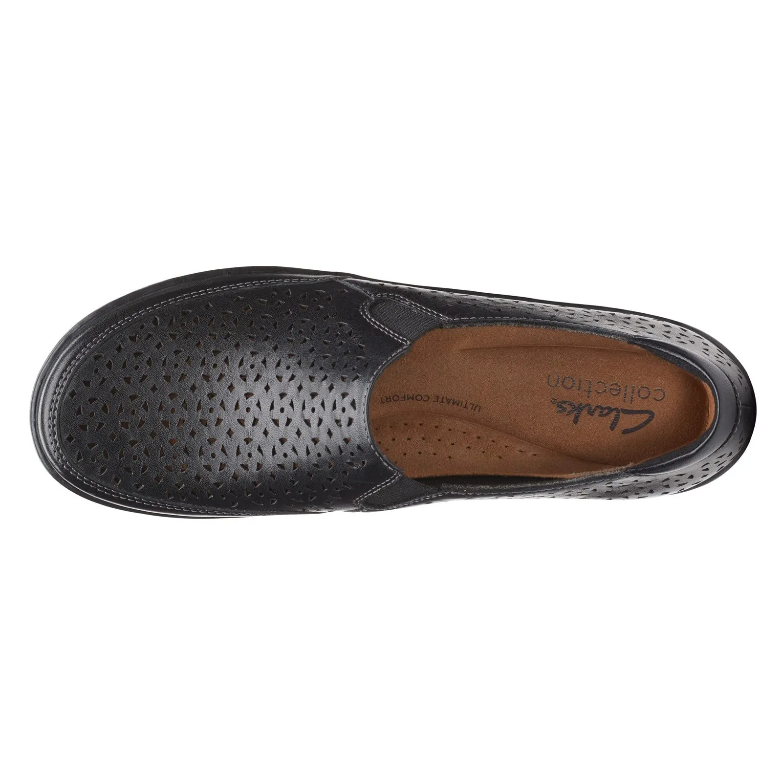 Clarks Cora Sky Loafer, Black Leather, 7 Wide