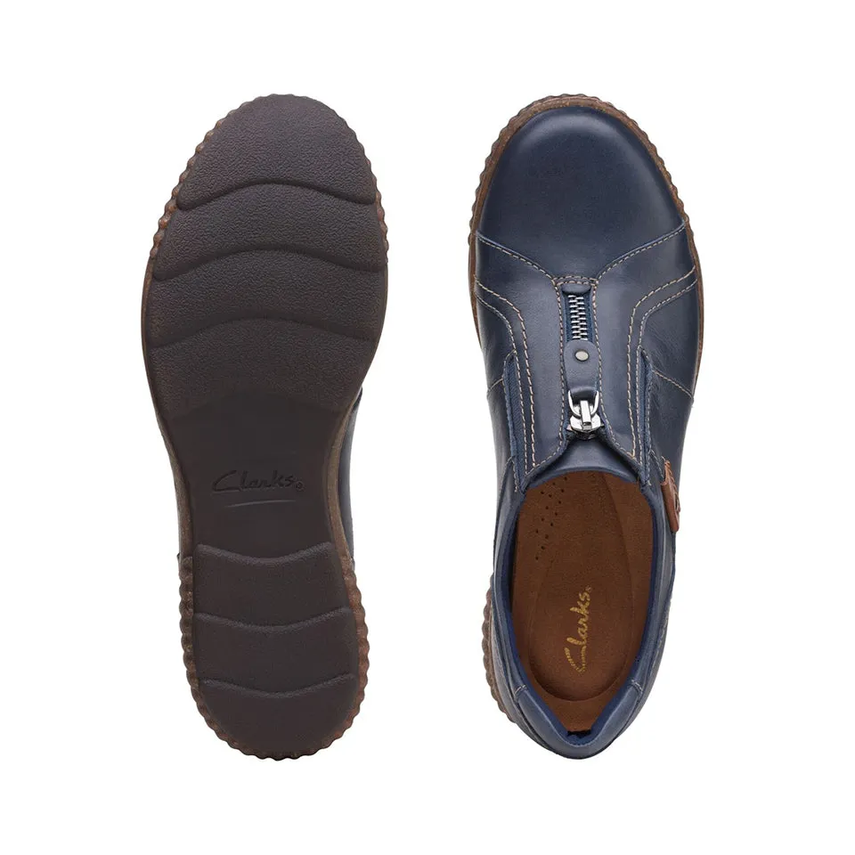 Clarks Women's Magnolia Zip Navy | Black Leather