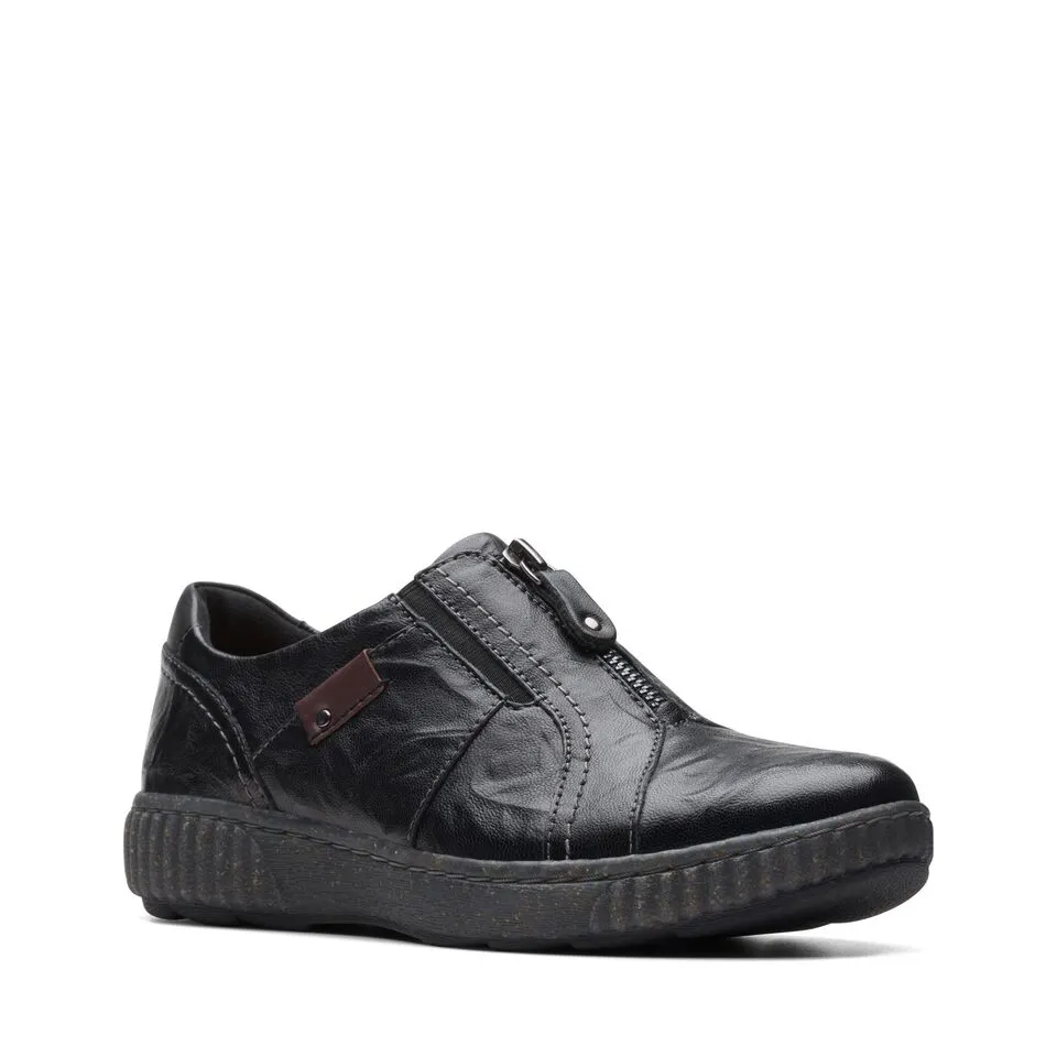 Clarks Women's Magnolia Zip Navy | Black Leather