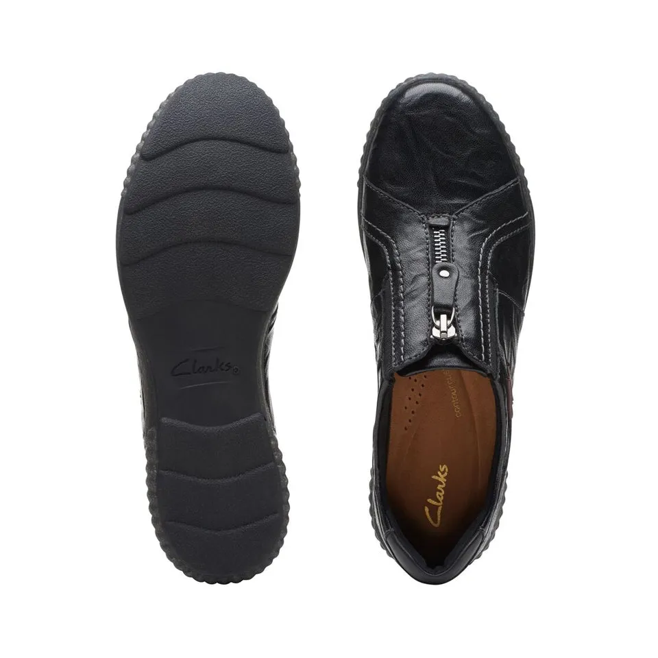Clarks Women's Magnolia Zip Navy | Black Leather