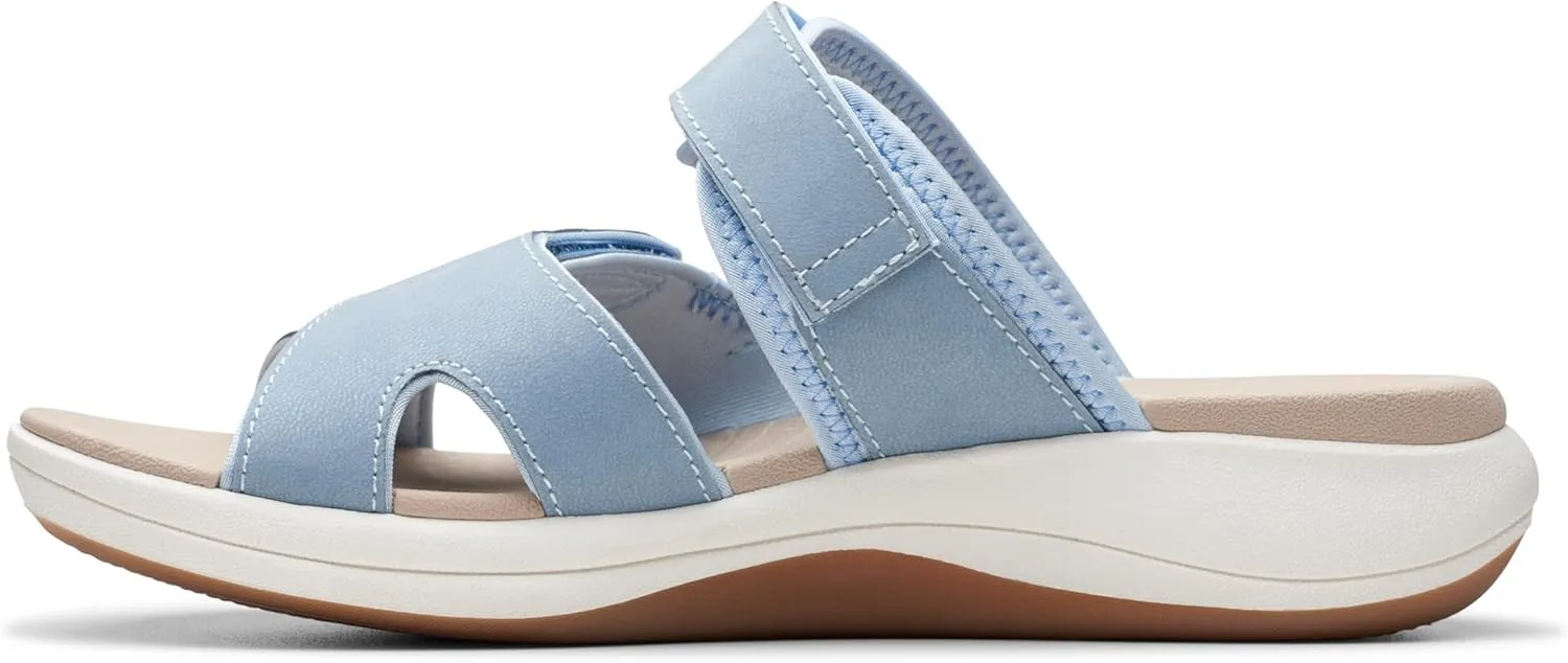 Clarks Women's Mira Ease Slide Sandal, Denim Blue Textile, 9