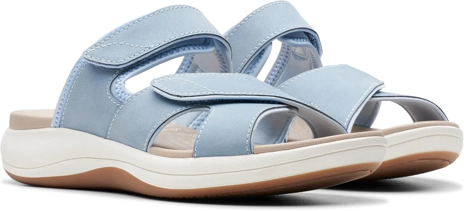 Clarks Women's Mira Ease Slide Sandal, Denim Blue Textile, 9