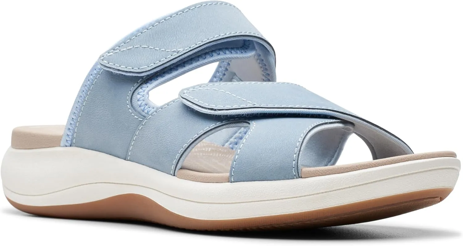 Clarks Women's Mira Ease Slide Sandal, Denim Blue Textile, 9