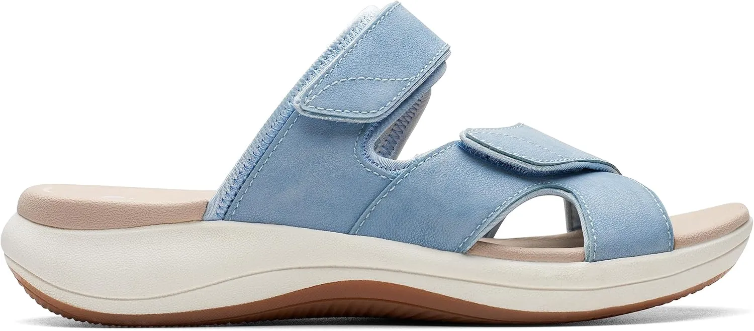 Clarks Women's Mira Ease Slide Sandal, Denim Blue Textile, 9