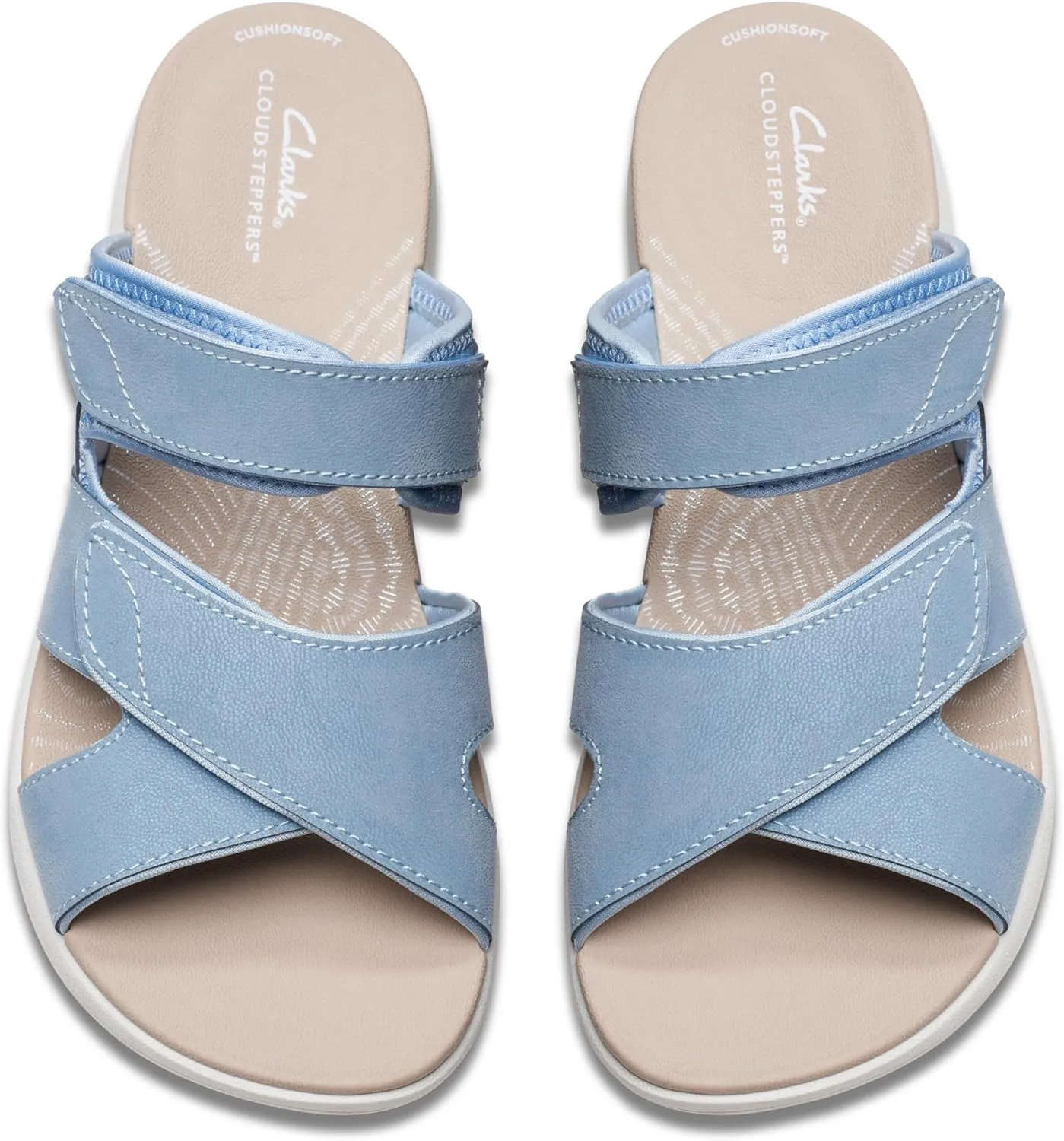 Clarks Women's Mira Ease Slide Sandal, Denim Blue Textile, 9