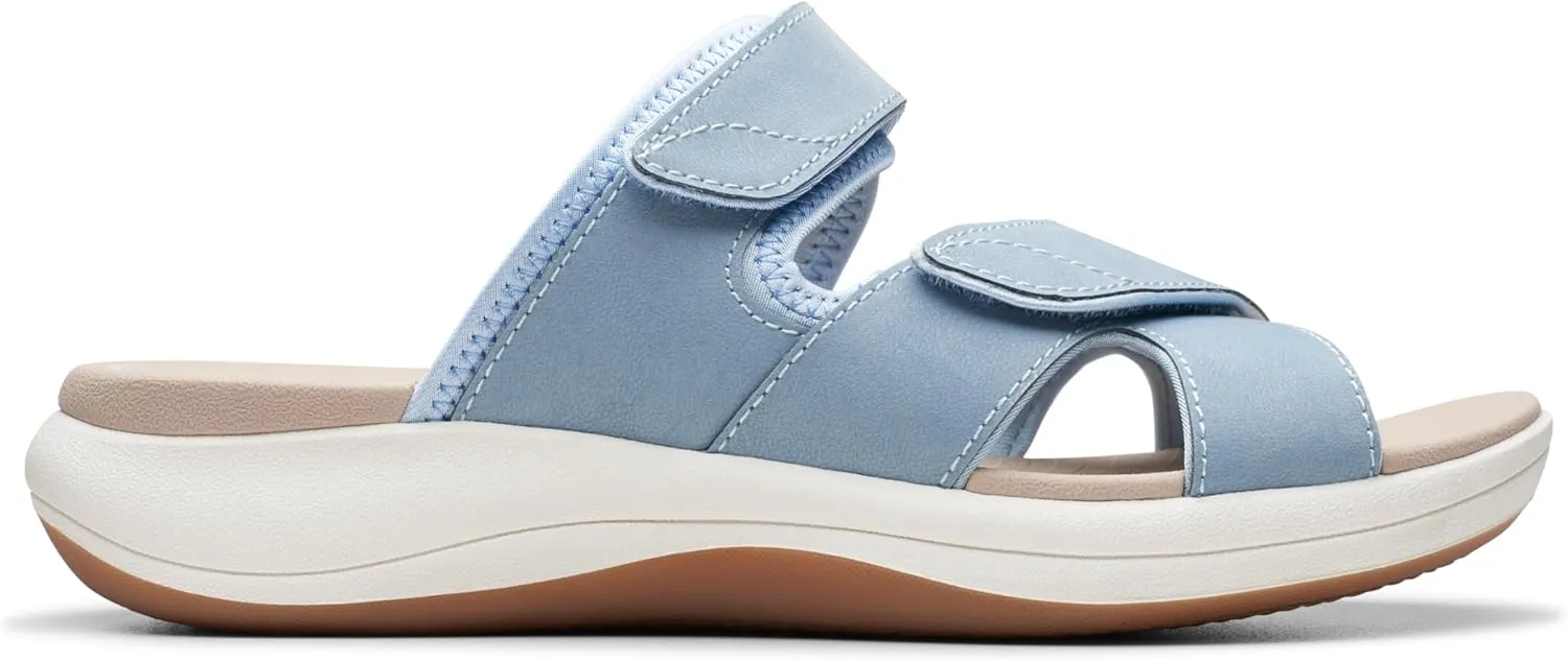 Clarks Women's Mira Ease Slide Sandal, Denim Blue Textile, 9