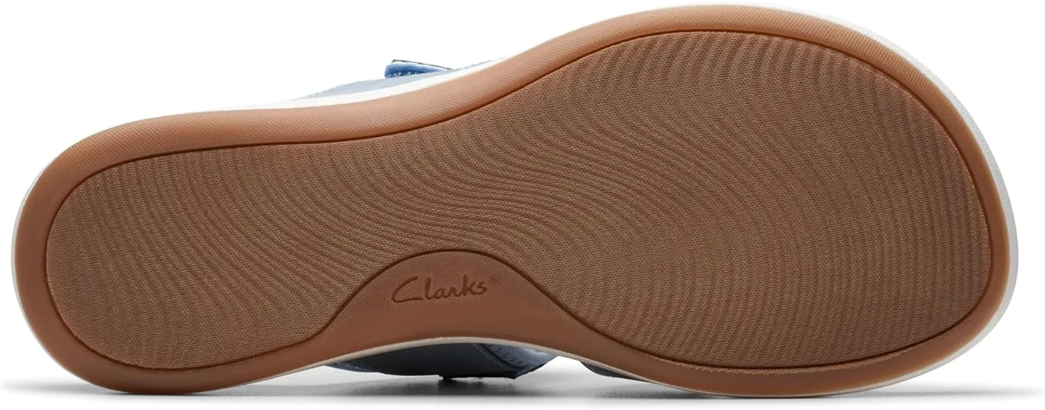 Clarks Women's Mira Ease Slide Sandal, Denim Blue Textile, 9