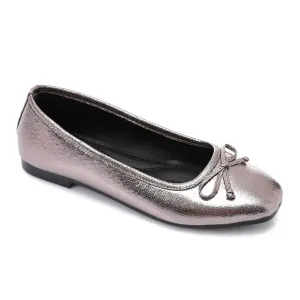 Classic Ballerinas with Decorative Bow - Smokey