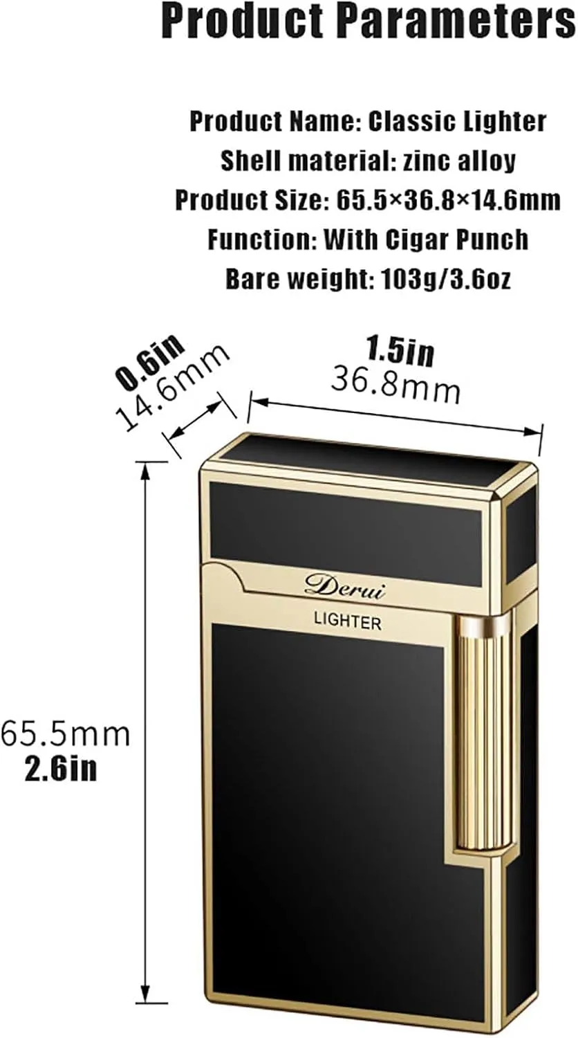 Classic Lighter, Butanemetal Engraving Jet Torch Lighter, Side Slide Lgnition Steel Tone Trench Lighter for Men Dad Husband Gift Collect,Orange