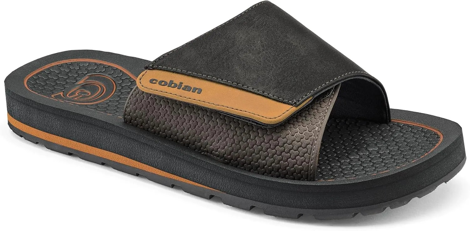 Cobian Men's DRT Slide Comfortable Leather Strap Slides Sandals