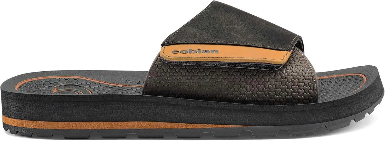 Cobian Men's DRT Slide Comfortable Leather Strap Slides Sandals