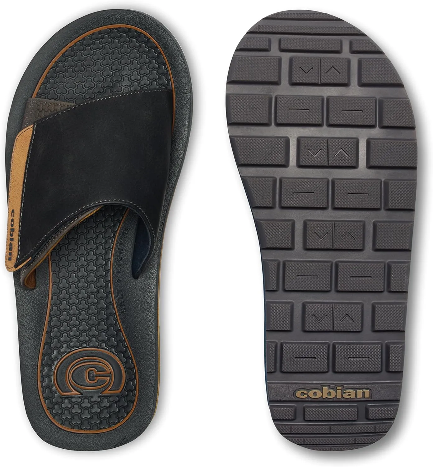 Cobian Men's DRT Slide Comfortable Leather Strap Slides Sandals