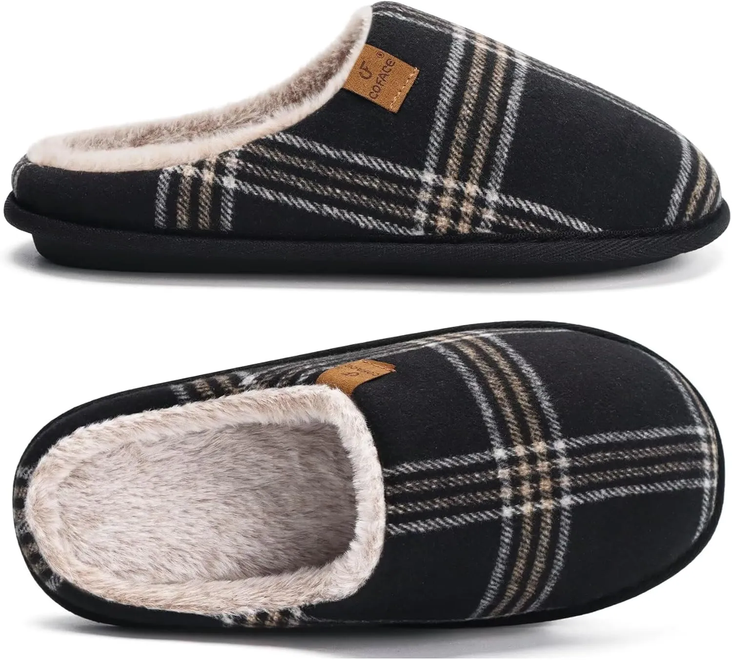 COFACE Unisex Mens Womens Cozy Memory Foam Scuff Slippers Casual Slip On Warm House Shoes Indoor/Outdoor Sandal Slippers With Arch Support Rubber Sole Size 4-15