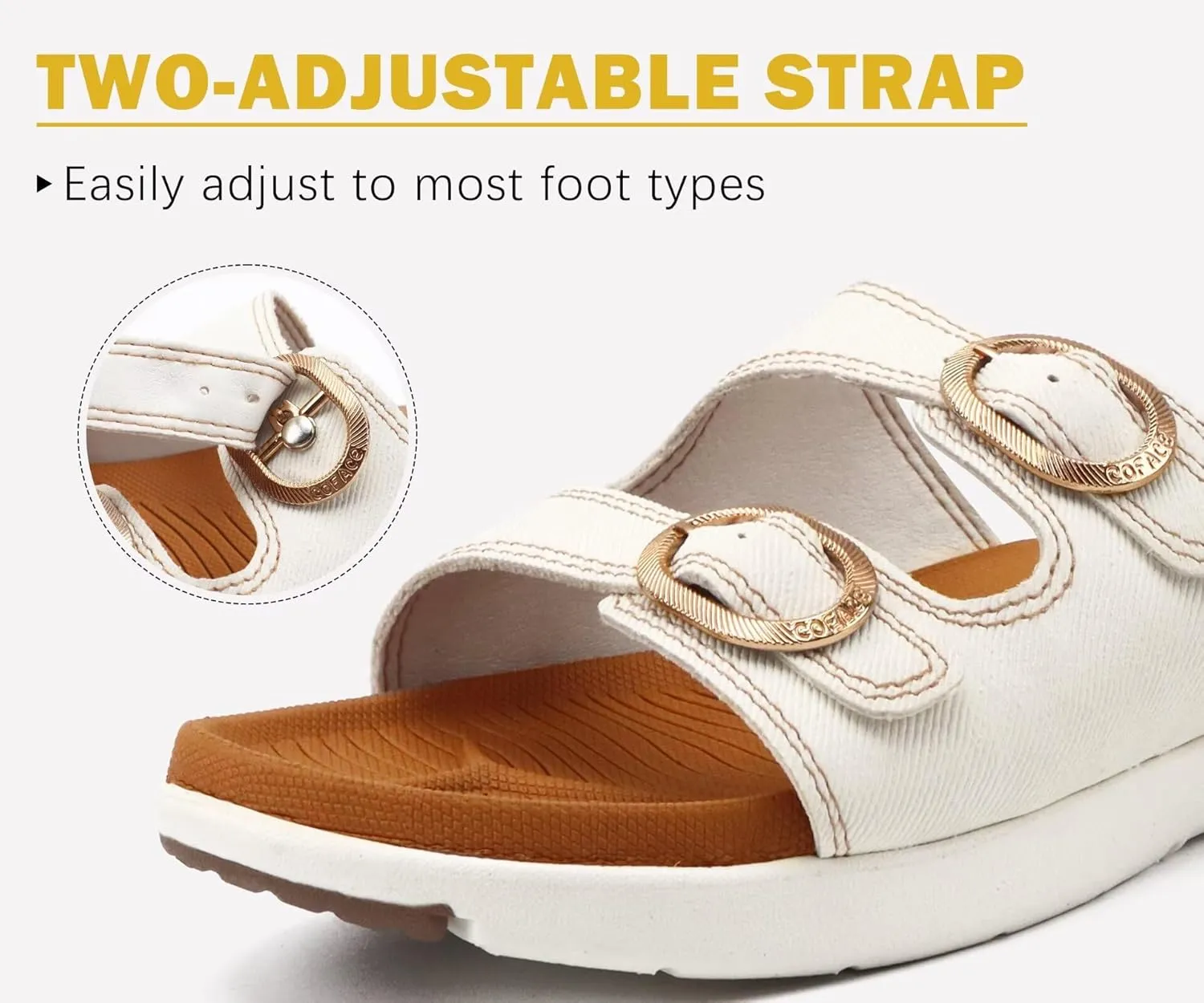 COFACE Womens Orthotic Slides Comfort Plantar Fasciitis Arch Support Slip on Flat Sandals Ladies Soft Cushion Fashion Yoga Mat Slippers With Adjustable Straps