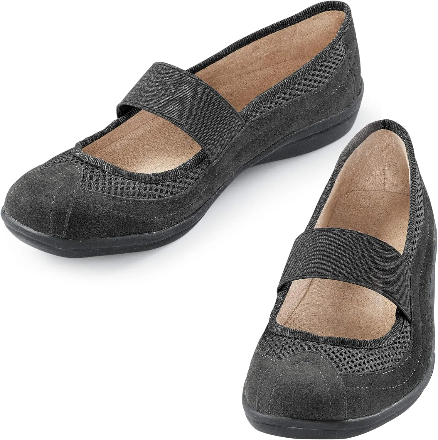 Collections Etc Slip-On Microsuede Mary Jane Shoes