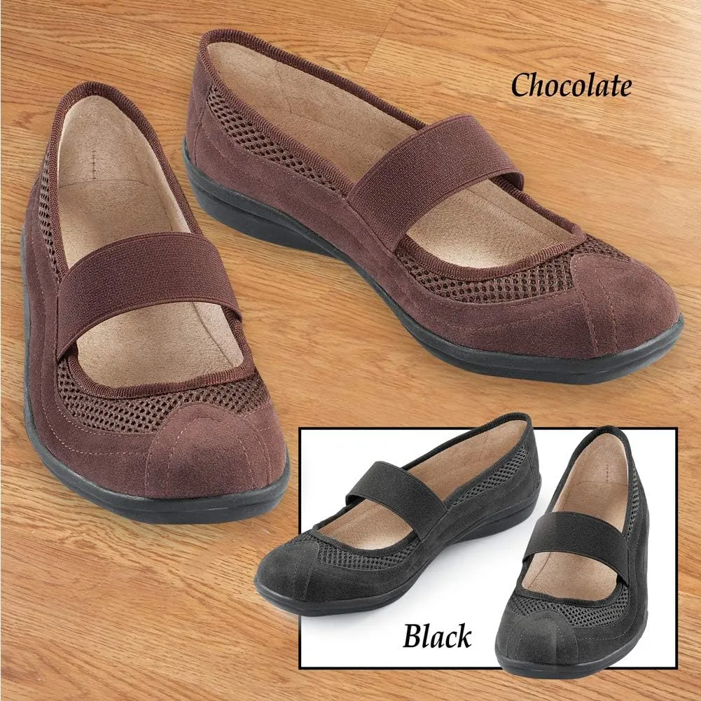 Collections Etc Slip-On Microsuede Mary Jane Shoes