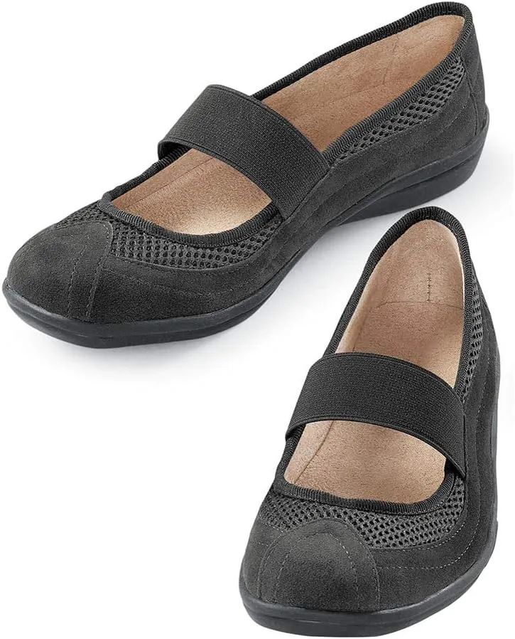 Collections Etc Slip-On Microsuede Mary Jane Shoes