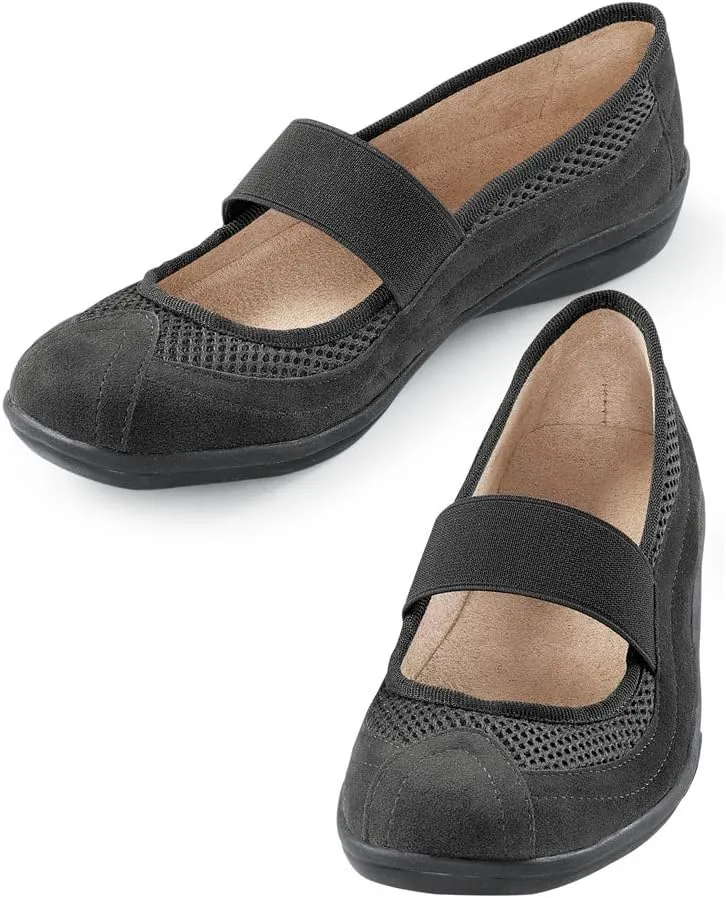 Collections Etc Slip-On Microsuede Mary Jane Shoes