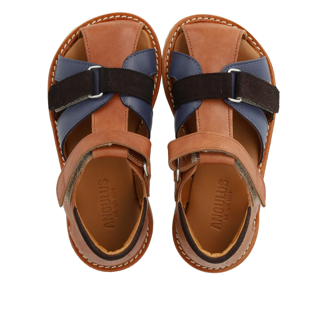 Colourblock leather sandal with suede details