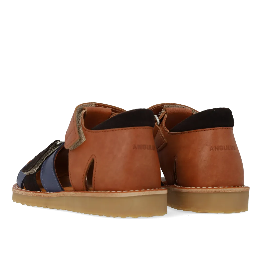 Colourblock leather sandal with suede details