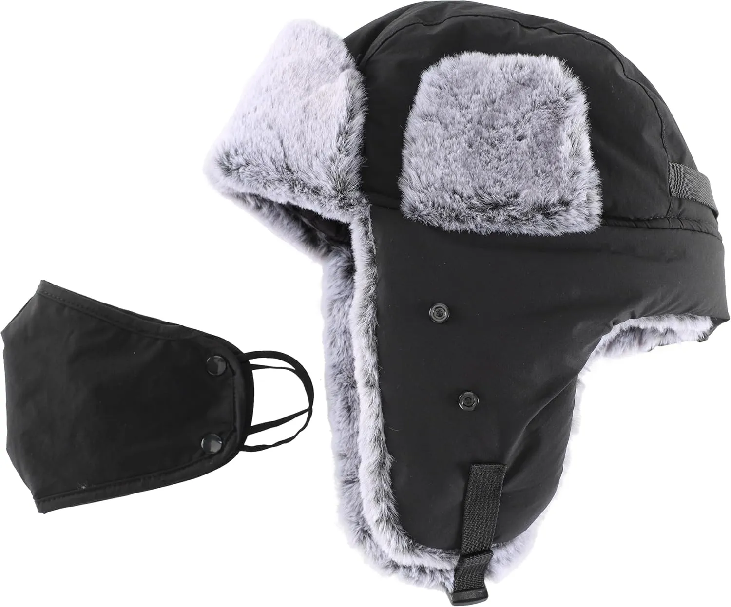 Connectyle Trapper Hat for Men Women Faux Fur Lined Winter Hat with Face Mask Water Repellent Cold Weater Outdoor Hat