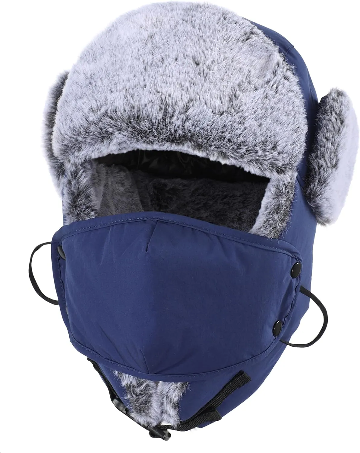 Connectyle Trapper Hat for Men Women Faux Fur Lined Winter Hat with Face Mask Water Repellent Cold Weater Outdoor Hat