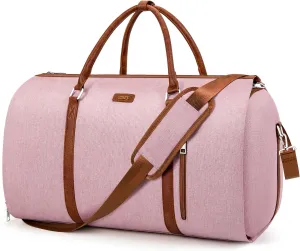 Convertible Garment Duffle Bags for Travel - Carry On Garment Bags With Toiletry Bag, Large Weekender Bags for Women Men 2 in 1 Hanging Suitcase Suit Travel Duffel Bags (Pink)