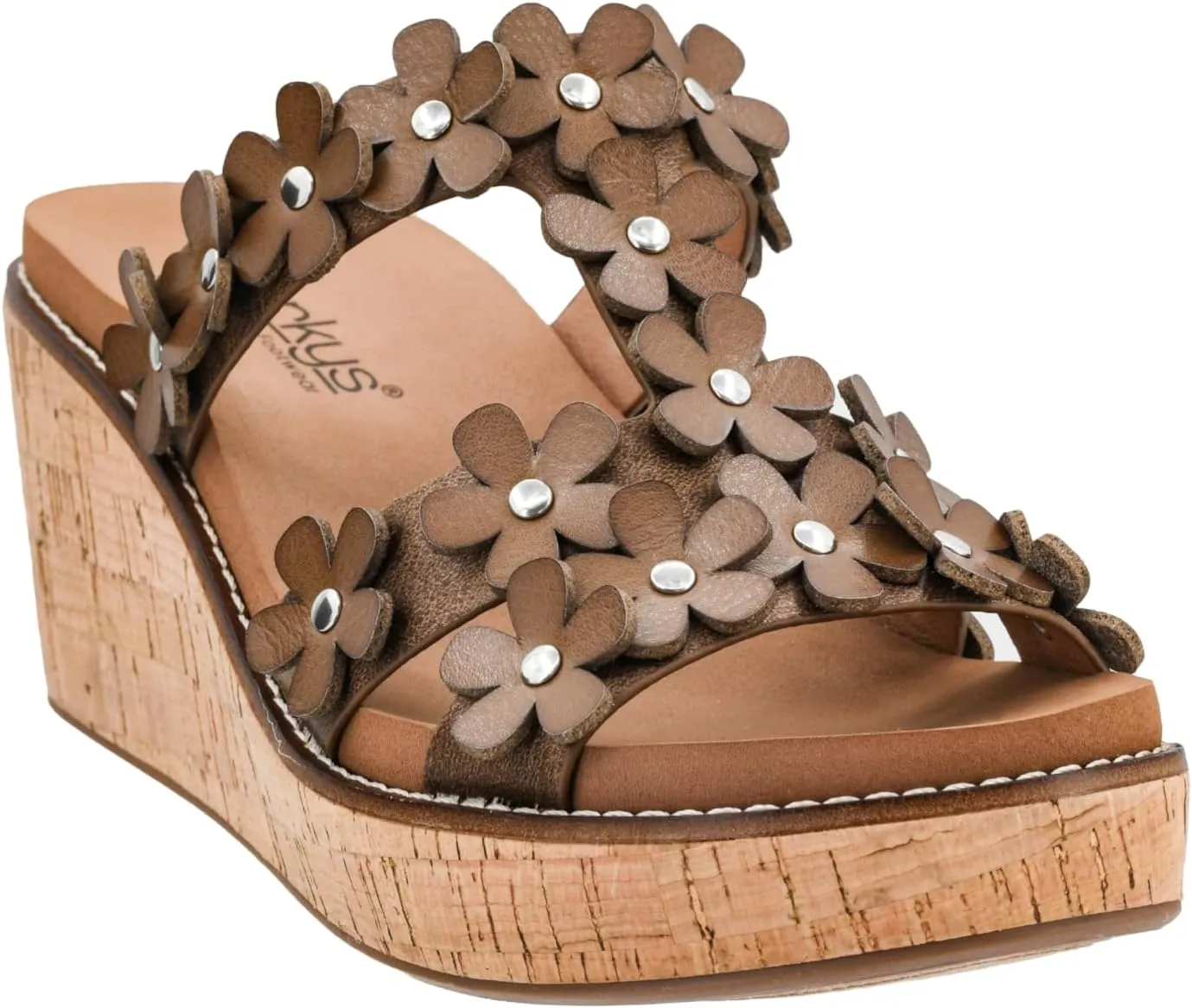 Corkys Footwear Mic Drop 2.5-inch Strappy Wedge Sandals - Floral Strap Details & Comfortable EVA Insoles