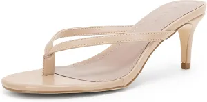 Coutgo Women's Kitten Heel Flip Flops Slip On Thong Slide Sandals Comfortable Summer Beach Shoes