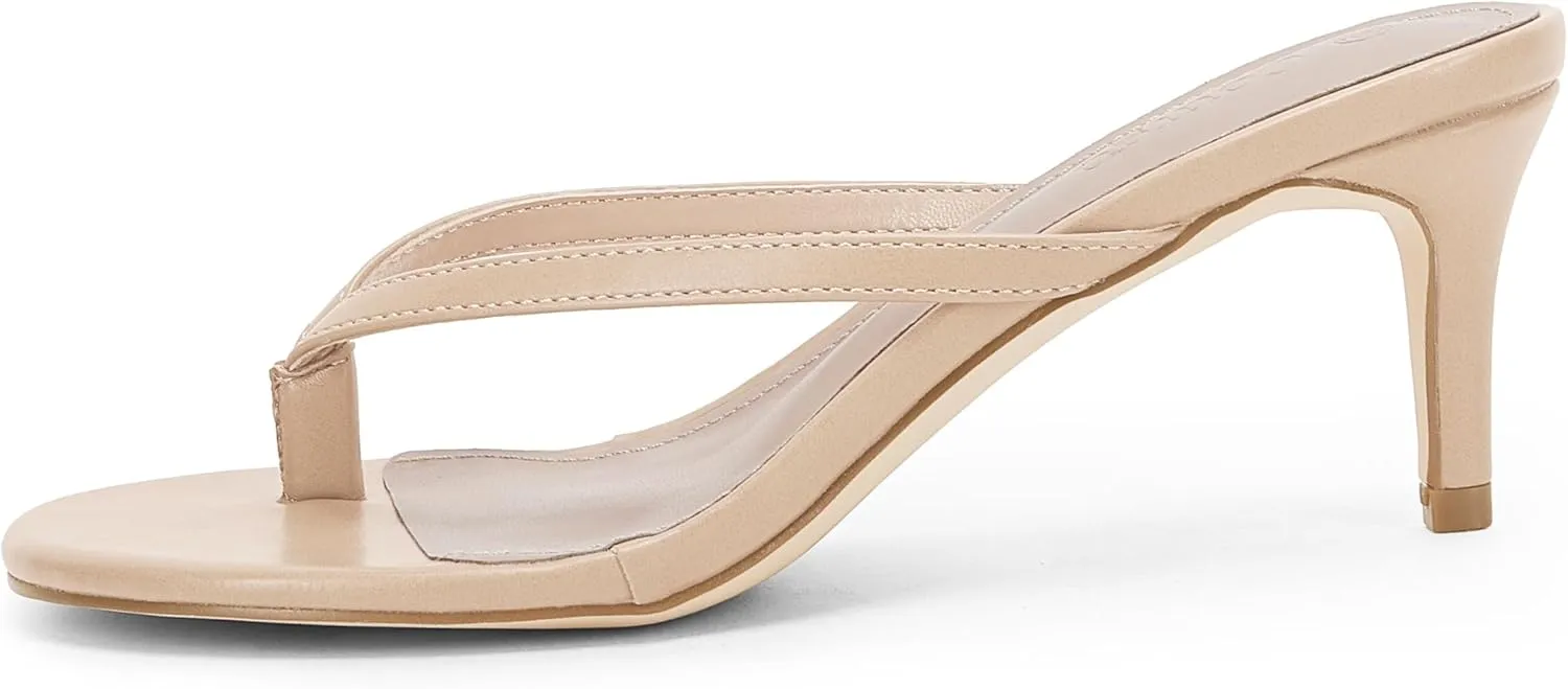 Coutgo Women's Kitten Heel Flip Flops Slip On Thong Slide Sandals Comfortable Summer Beach Shoes