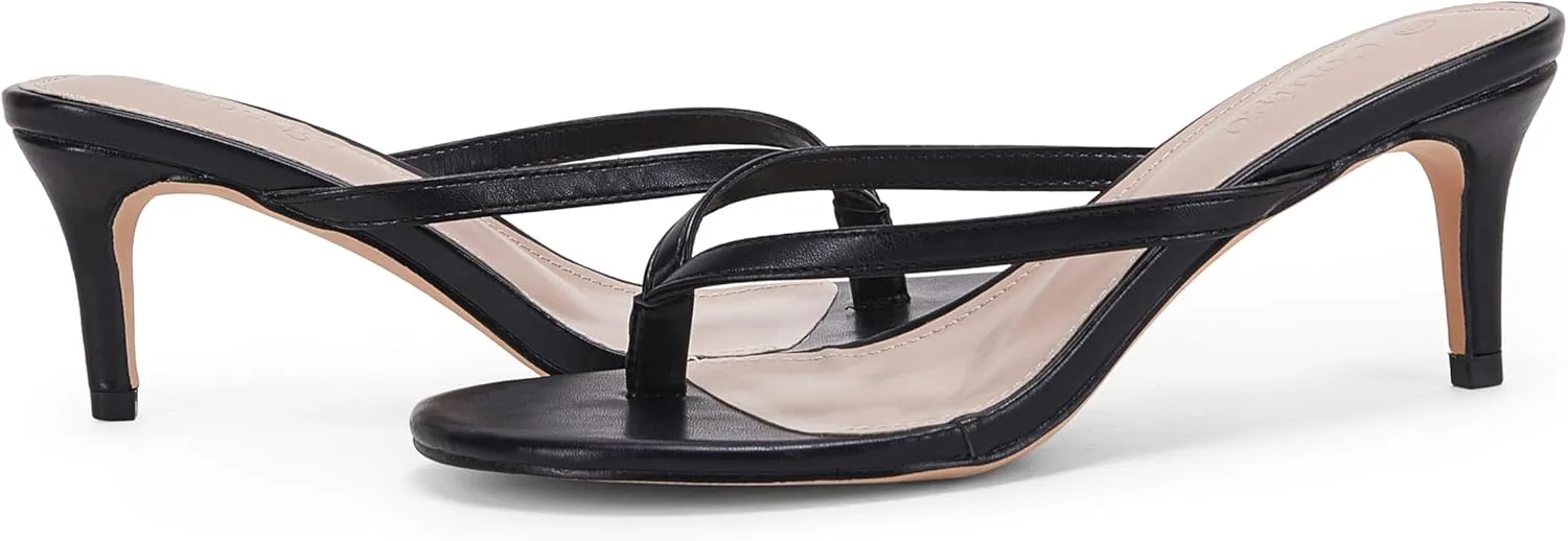 Coutgo Women's Kitten Heel Flip Flops Slip On Thong Slide Sandals Comfortable Summer Beach Shoes