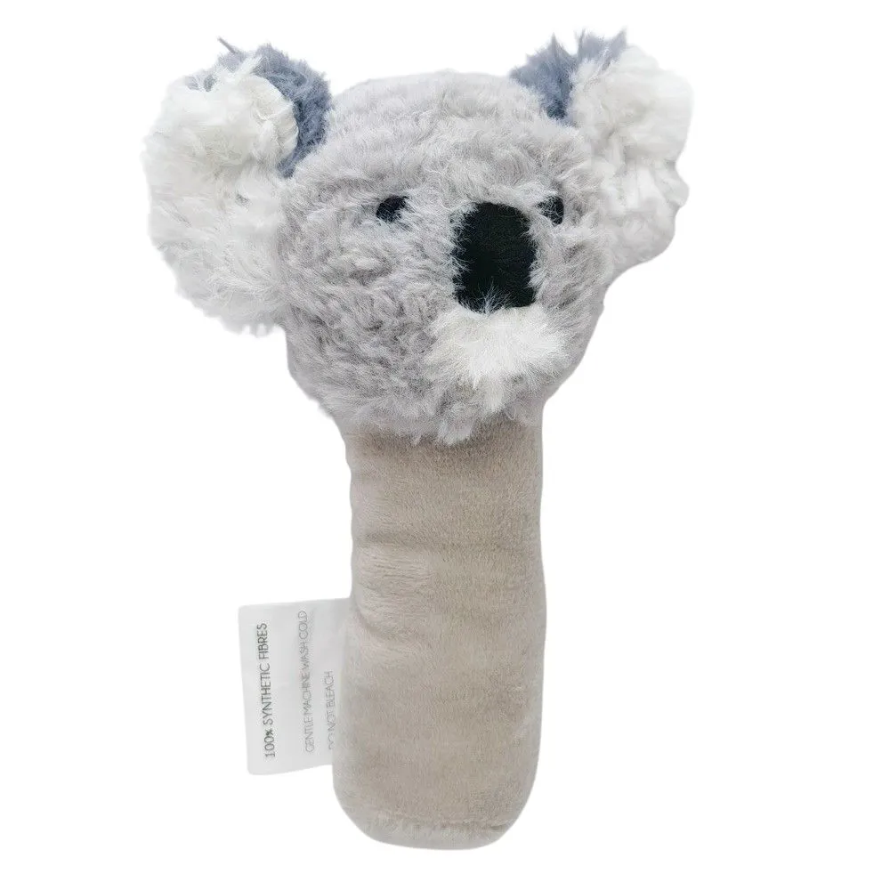 Curly Koala Soft Rattle Grey 13cm