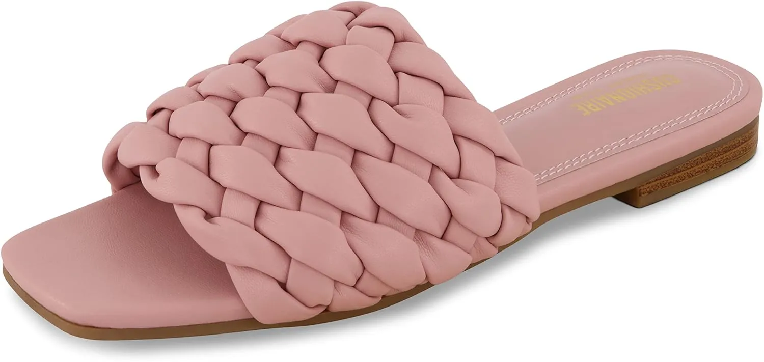 CUSHIONAIRE Women's Aramis woven slide sandal  Memory Foam, Wide Widths Available